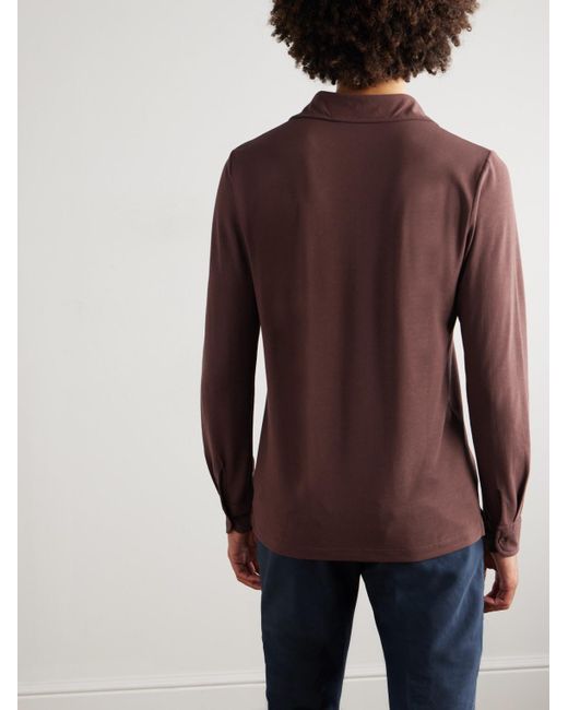 Slowear Brown Incotex Zanone Slim-Fit Icecotton Polo Shirt for men
