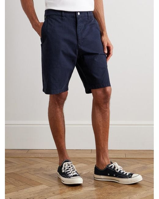 NN07 Blue Aden 1923 Straight-Leg Organic Cotton-Blend Twill Shorts for men