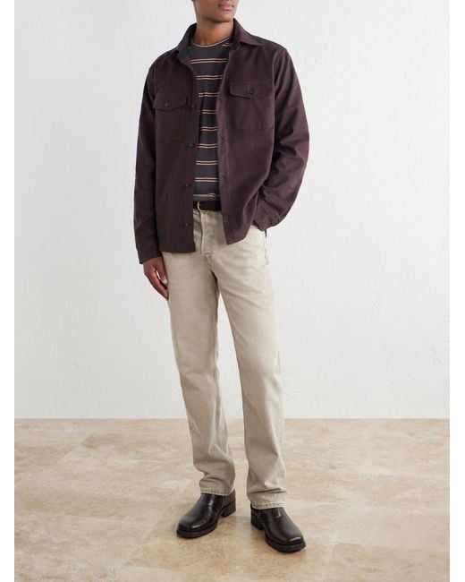 Mr P. Purple Cotton-Blend Moleskin Shirt for men