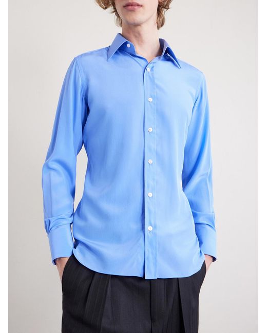 Tom Ford Blue Silk-charmeuse Shirt for men