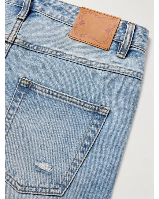 MANAAKI Blue Tama Slim-Fit Straight-Leg Distressed Denim Shorts for men