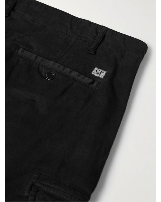 C P Company Schmal geschnittene Cargohose aus einer Baumwollmischung mit Logoapplikation in Black für Herren