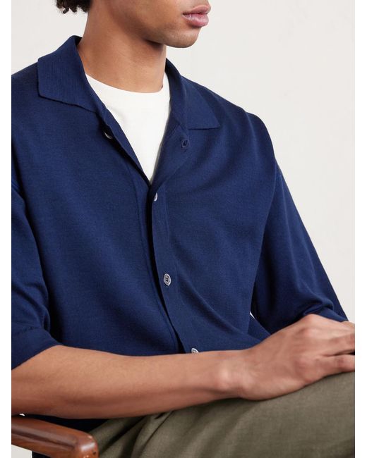 Barena Blue Merino Wool Shirt for men
