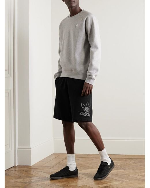 Adidas Originals Black Straight-leg Logo-embroidered Cotton-jersey Shorts for men