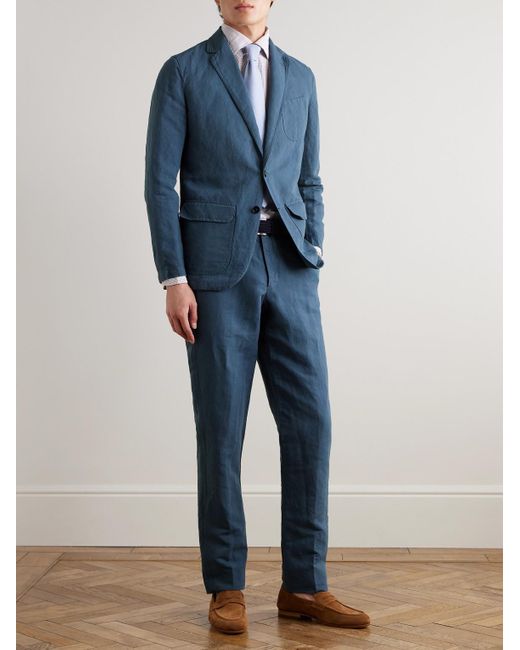 Sid Mashburn Blue Sport Straight-Leg Hemp And Cotton-Blend Canvas Trousers for men