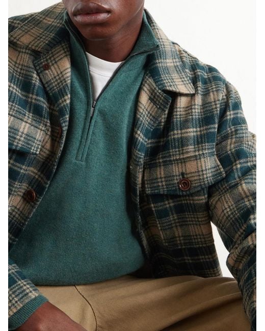 Altea Green Virgin Wool Half-zip Sweater for men