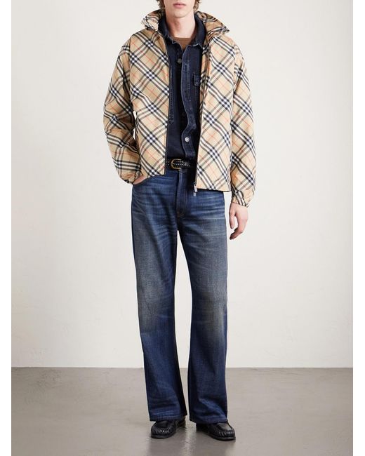 Burberry White Hooded Checked Shell Jacket for men