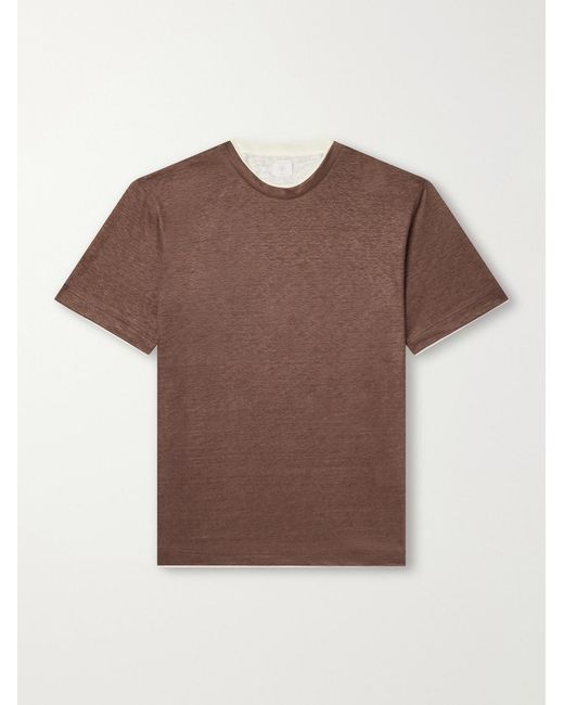 Eleventy Brown Linen T-Shirt for men