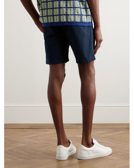 Mr P. Blue Straight-leg Organic Cotton-blend Twill Bermuda Shorts for men
