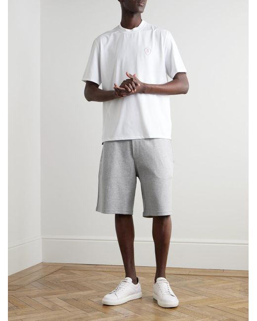 Brunello Cucinelli Gray Straight-Leg Cotton-Blend Jersey Drawstring Shorts for men