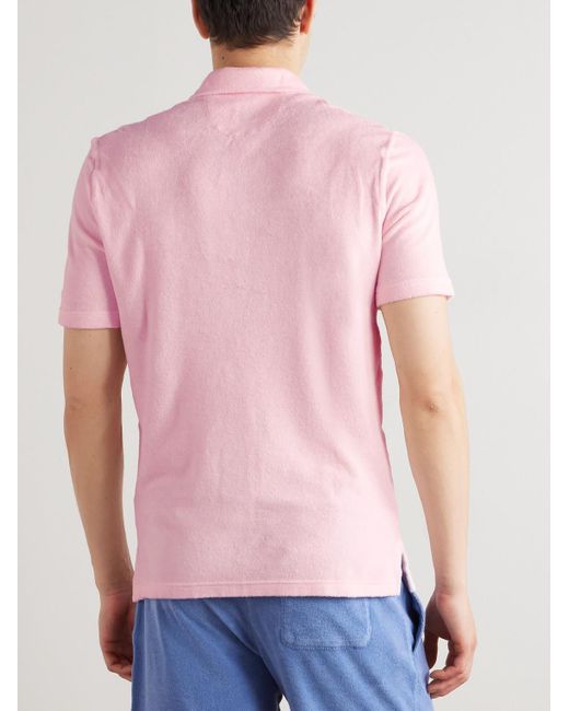 Fedeli Pink Mondial Slim-Fit Cotton-Terry Polo Shirt for men