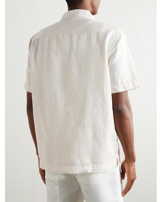 Mr P. Natural Camp-Collar Cotton And Linen-Blend Twill Shirt for men