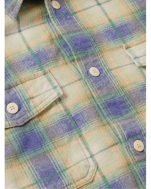 Visvim Pioneer kariertes Hemd aus gebürstetem Baumwollflanell in Blue für Herren