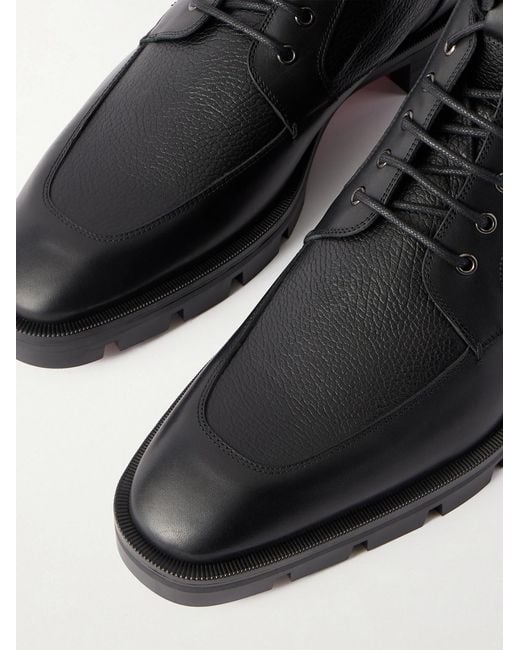 Christian Louboutin Black Caracolo Lion Smooth And Full-grain Leather Lace-up Boots for men