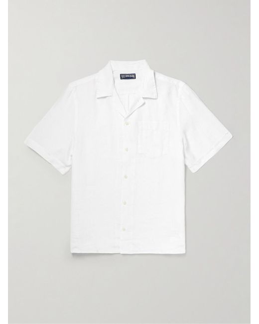 Vilebrequin White Charli Convertible-collar Linen Shirt for men