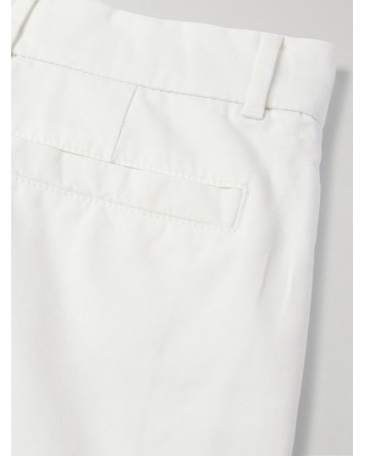 Brunello Cucinelli White Straight-leg Cotton-twill Shorts for men