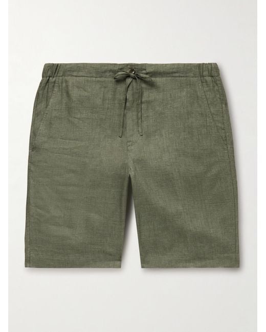 Loro Piana Green Straight-leg Linen Drawstring Bermuda Shorts for men