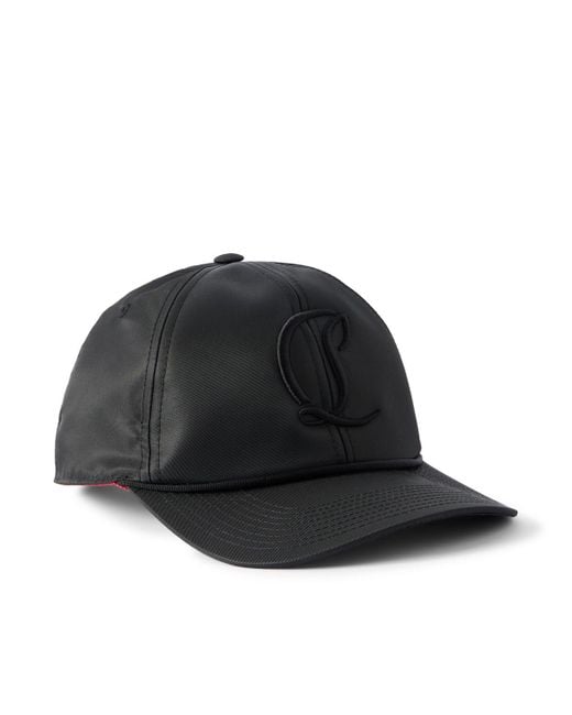 Christian Louboutin Black Mooncrest Ac Logo-Embroidered Leather-Trimmed Nylon-Twill Baseball Cap