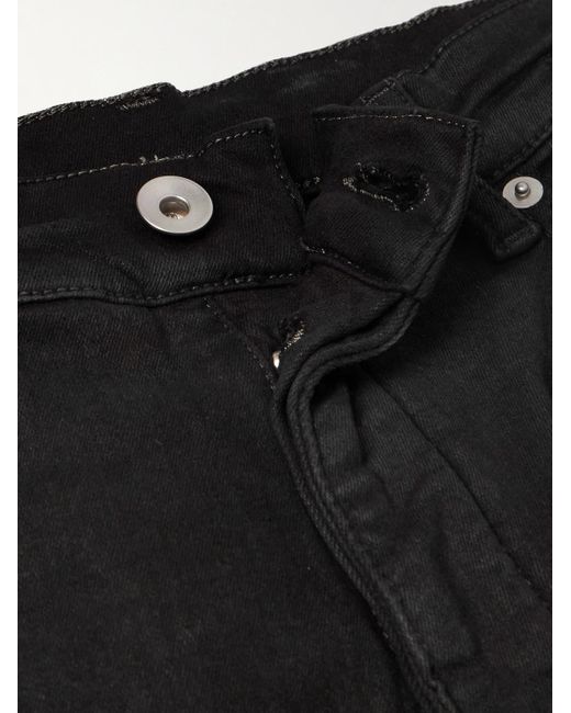 Rick Owens Black Bolan Banana Slim-fit Straight-leg Zip-detailed Waxed Jeans for men