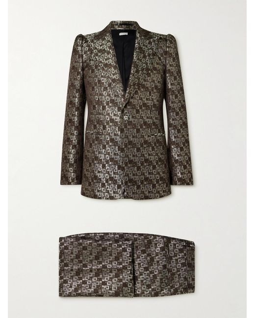 Dries Van Noten Gray Slim-Fit Metallic Jacquard Tuxedo for men