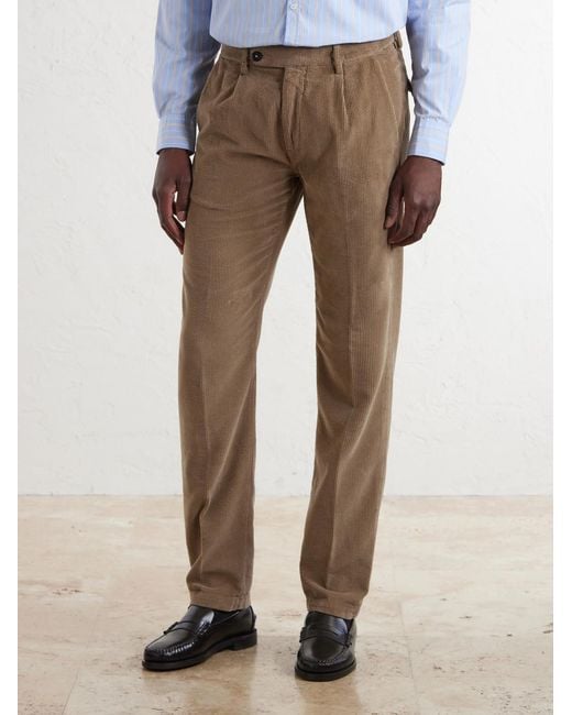 Massimo Alba Natural Ionio2 Straight-Leg Cotton-Corduroy Trousers for men
