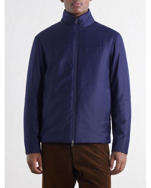 Sease Blue Padded Wool And Silk-Blend Jacket for men