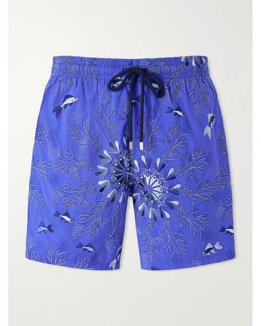 Vilebrequin Blue Mistral Embroidered Straight-Leg Swim Shorts for men