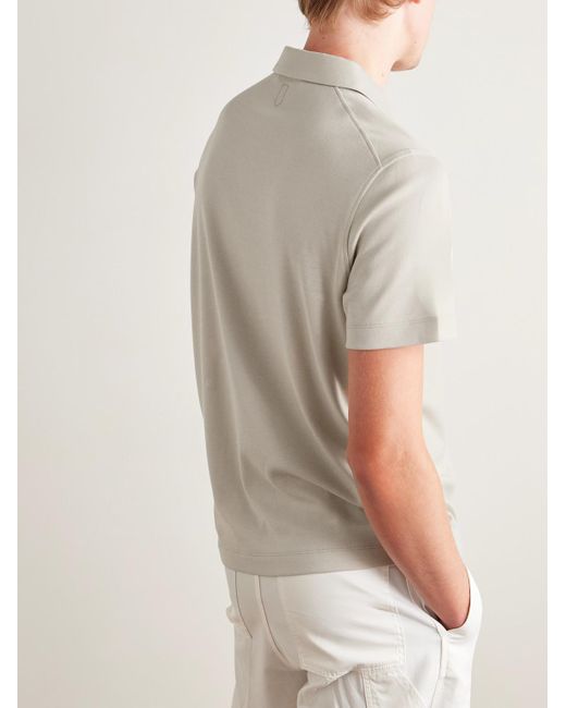 Canali White Slim-fit Cotton And Lyocell-blend Piqué Polo Shirt for men