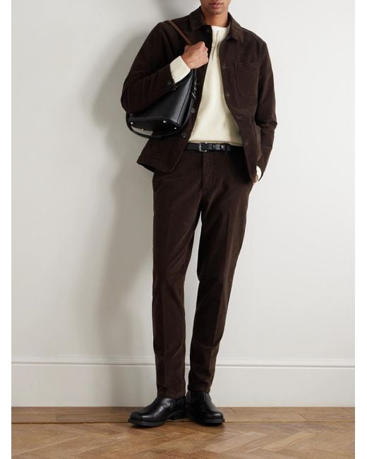 Altea Brown Constantin Garment-Dyed Stretch-Cotton Corduroy Overshirt for men
