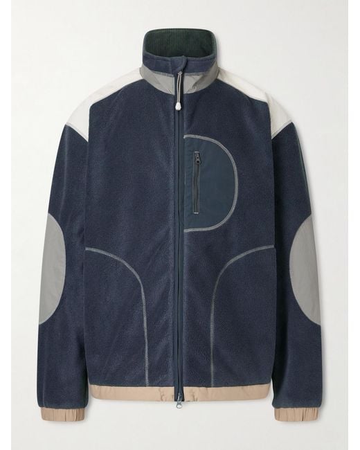 Folk Blue Curve Shell-trimmed Fleece Jacket for men