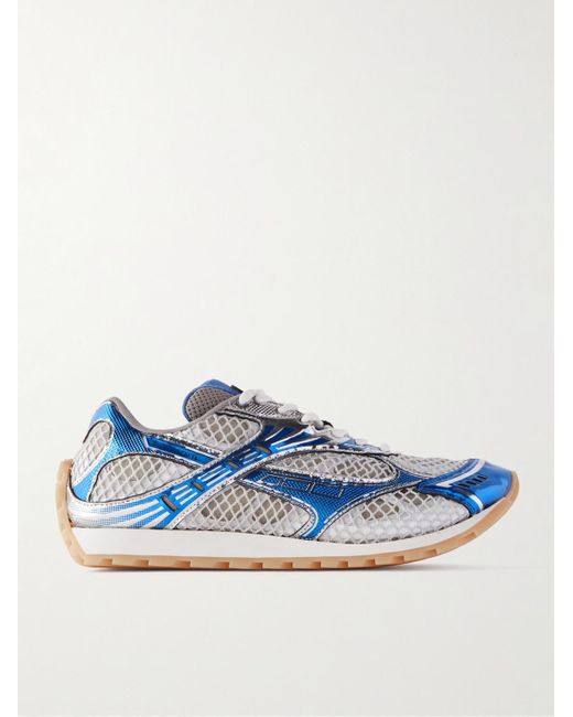 Sneakers in mesh e gomma metallizzata Orbit di Bottega Veneta in Blue da Uomo