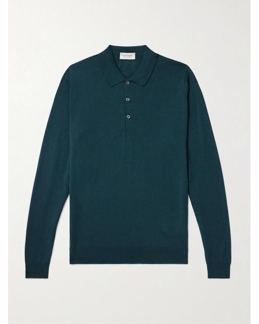 Polo Slim-Fit di John Smedley in Green da Uomo