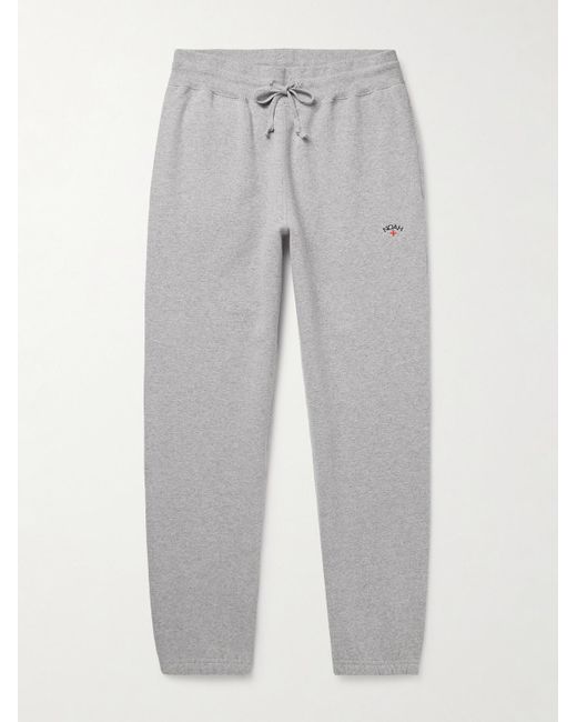 Noah NYC Gray Core Tapered Logo-Embroidered Cotton-Jersey Sweatpants for men