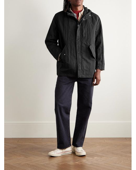Corridor NYC Black M59 Stone-washed Cotton-blend Shell Hooded Field Jacket for men