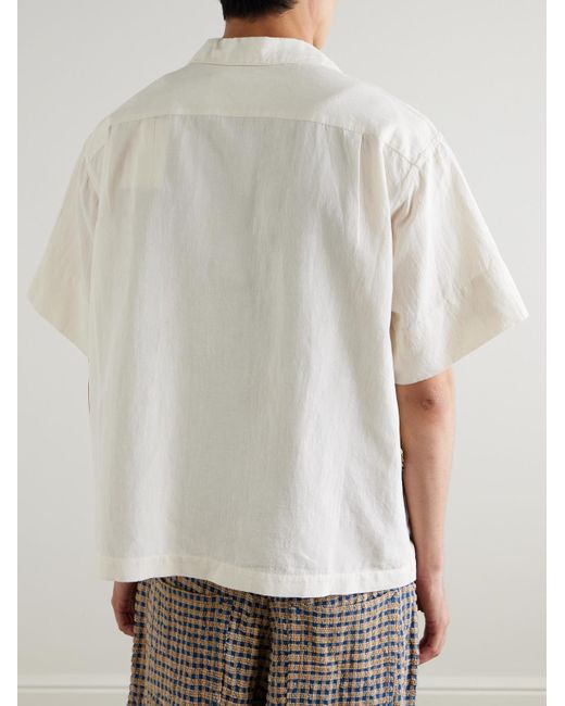 STORY mfg. Natural Greetings Oversized Camp-collar Appliquéd Organic Cotton Shirt for men