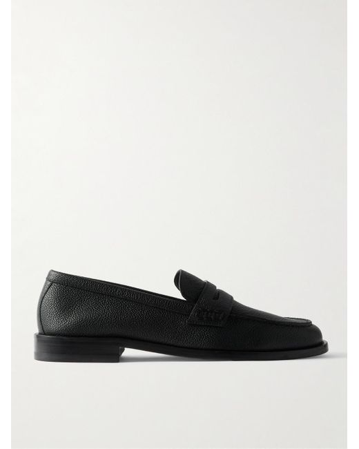 Manolo Blahnik Black Perry Full-Grain Leather Penny Loafers for men