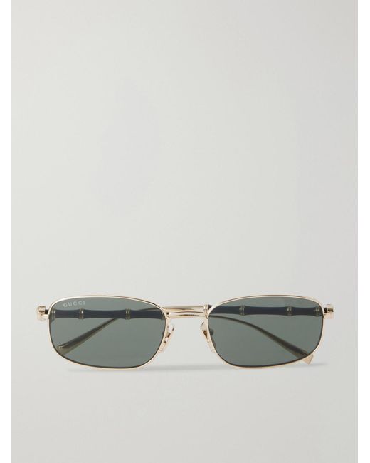 Gucci Metallic Bamboo Square-Frame-Tone And Acetate Sunglasses for men
