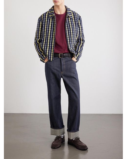 Thom Browne Red Logo-appliquéd Striped Cotton-jersey T-shirt for men