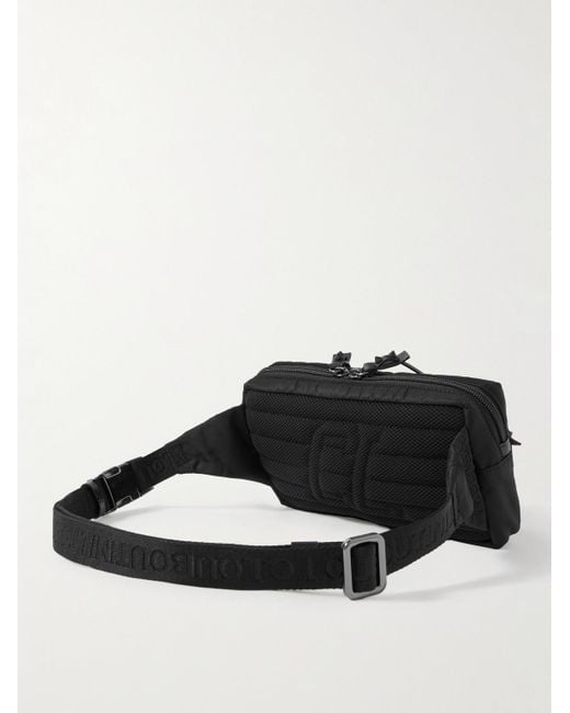 Christian Louboutin Black Loubideal Studded Rubber-Trimmed Shell And Mesh Belt Bag for men