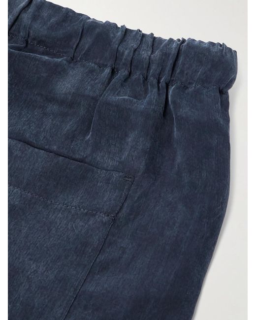 Dries Van Noten Blue Straight-Leg Washed-Twill Drawstring Shorts for men