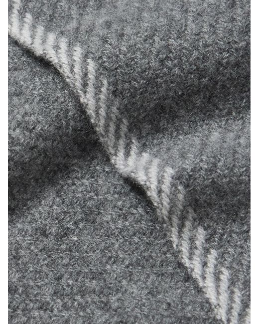 Brunello Cucinelli Gray Frayed Cashmere Scarf for men
