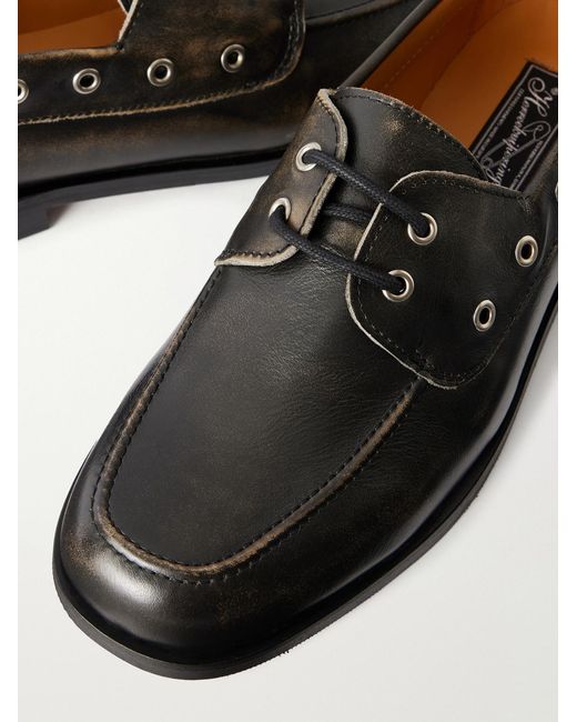 mfpen Black Scout Leather Boat Shoes for men