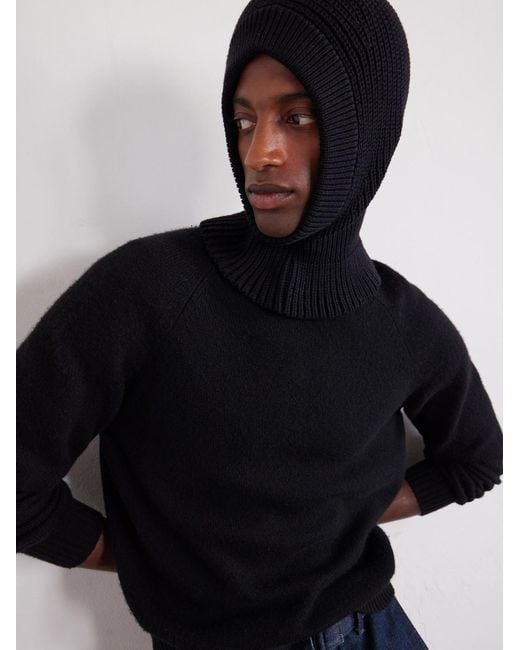 Lemaire Black Ribbed Wool Balaclava for men