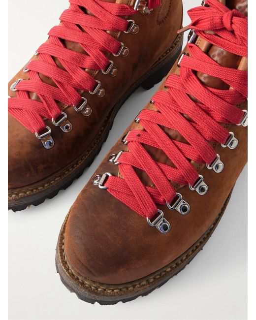 Visvim Brown Whymper Folk Distressed Leather Lace-Up Boots for men