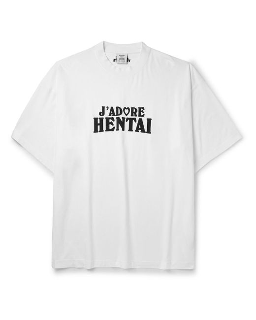 Vetements White Printed Cotton-jersey T-shirt for men