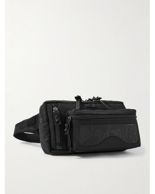 Christian Louboutin Black Loubideal Studded Rubber-Trimmed Shell And Mesh Belt Bag for men