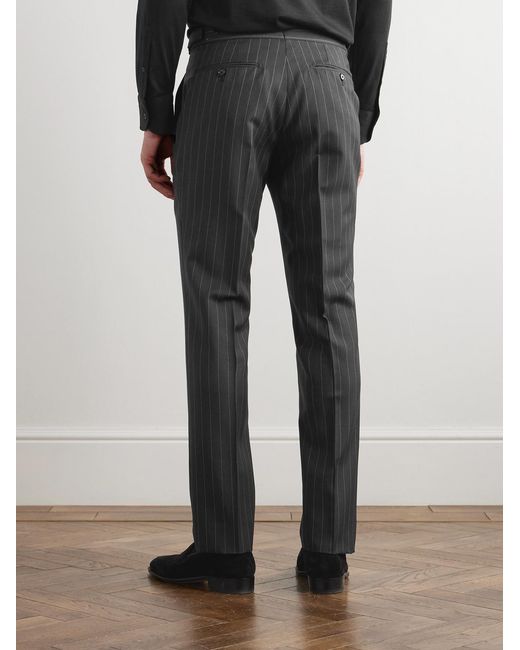 Tom Ford Gray Tapered Pinstriped Wool And Mohair-Blend Twill Suit Trousers for men