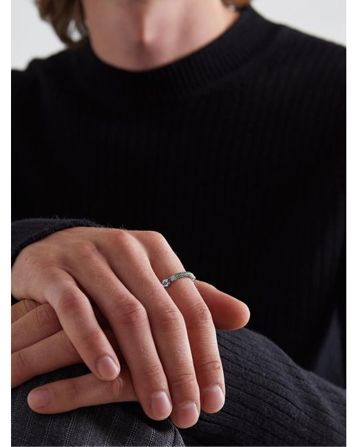 MAOR The Equinox 18-Karat Blackened, Tsavorite And Diamond Ring for men