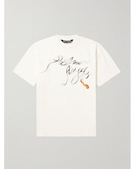 Palm Angels Natural Foggy Logo-print Cotton-jersey T-shirt for men