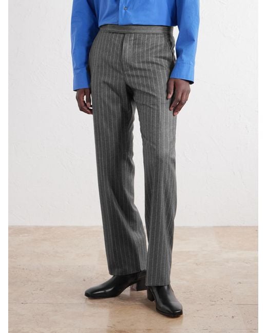 Tom Ford Gray Straight-Leg Pinstripe Wool-Flannel Trousers for men